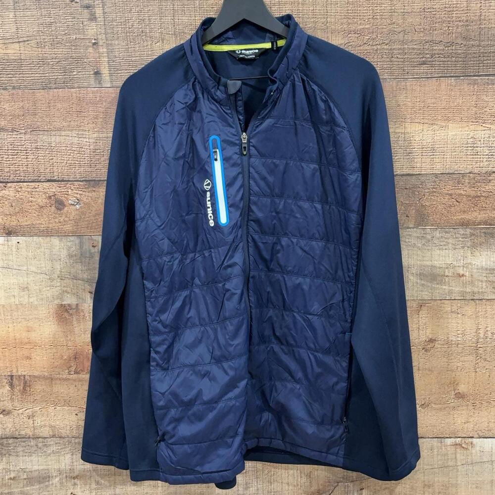 Sunice Jacket Mens Size 2XL Blue Quilted Softshell Full Zip Golf Layer Jacket